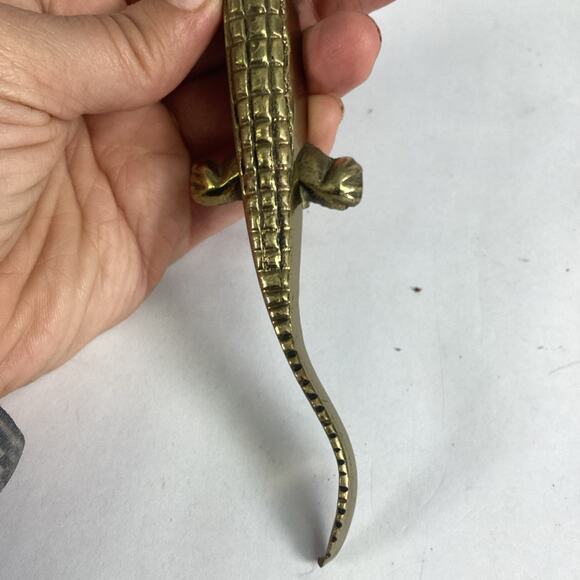 Vintage Solid Brass Alligator Crocodile Nutcracker - Picture 8 of 15